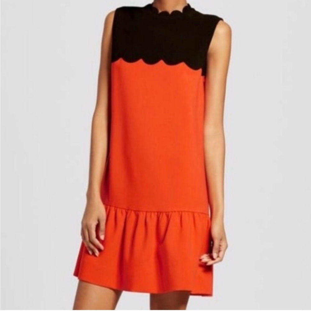 Victoria Beckham for Target colorblock scalloped drop waist shift dress